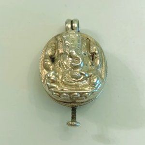 Ganesha Silver Amulet Vintage Hinged Pendant